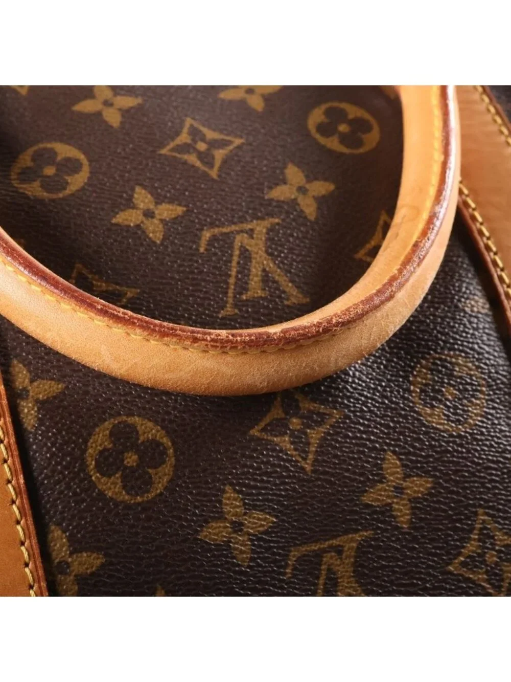 Louis Vuitton Monogram Keepall 60 Leather Boston Bag Brown